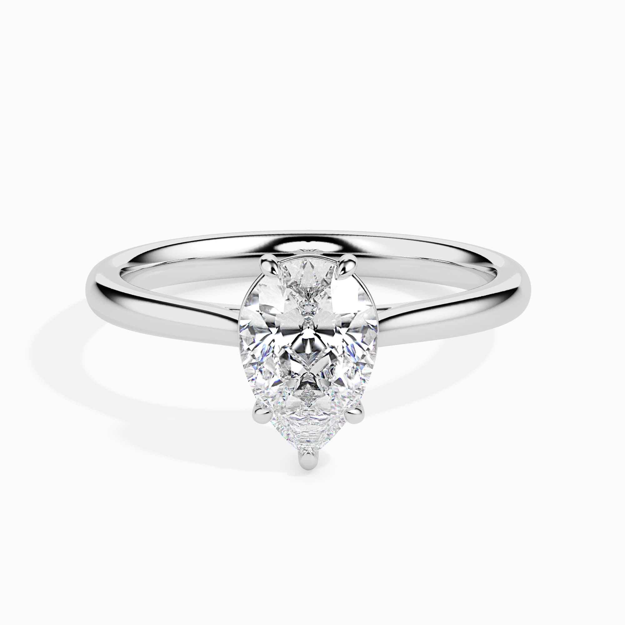 The Dewdrop Pear Solitatire Ring 1.00 Carat in 9K White Gold