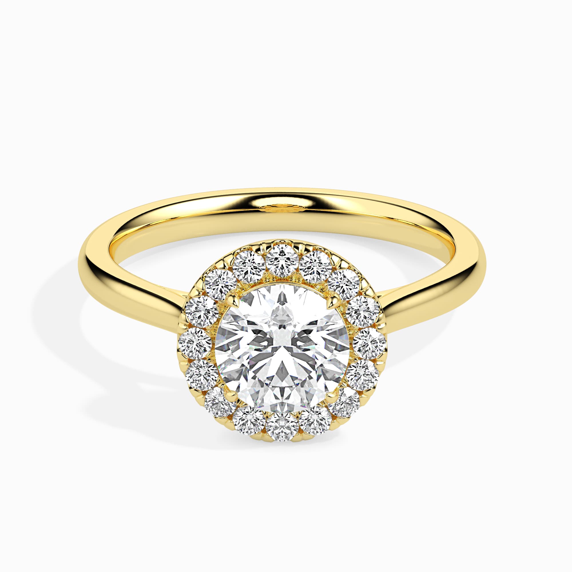 The Classic Halo Engagement Ring 1.25 Carats in 14K Yellow Gold