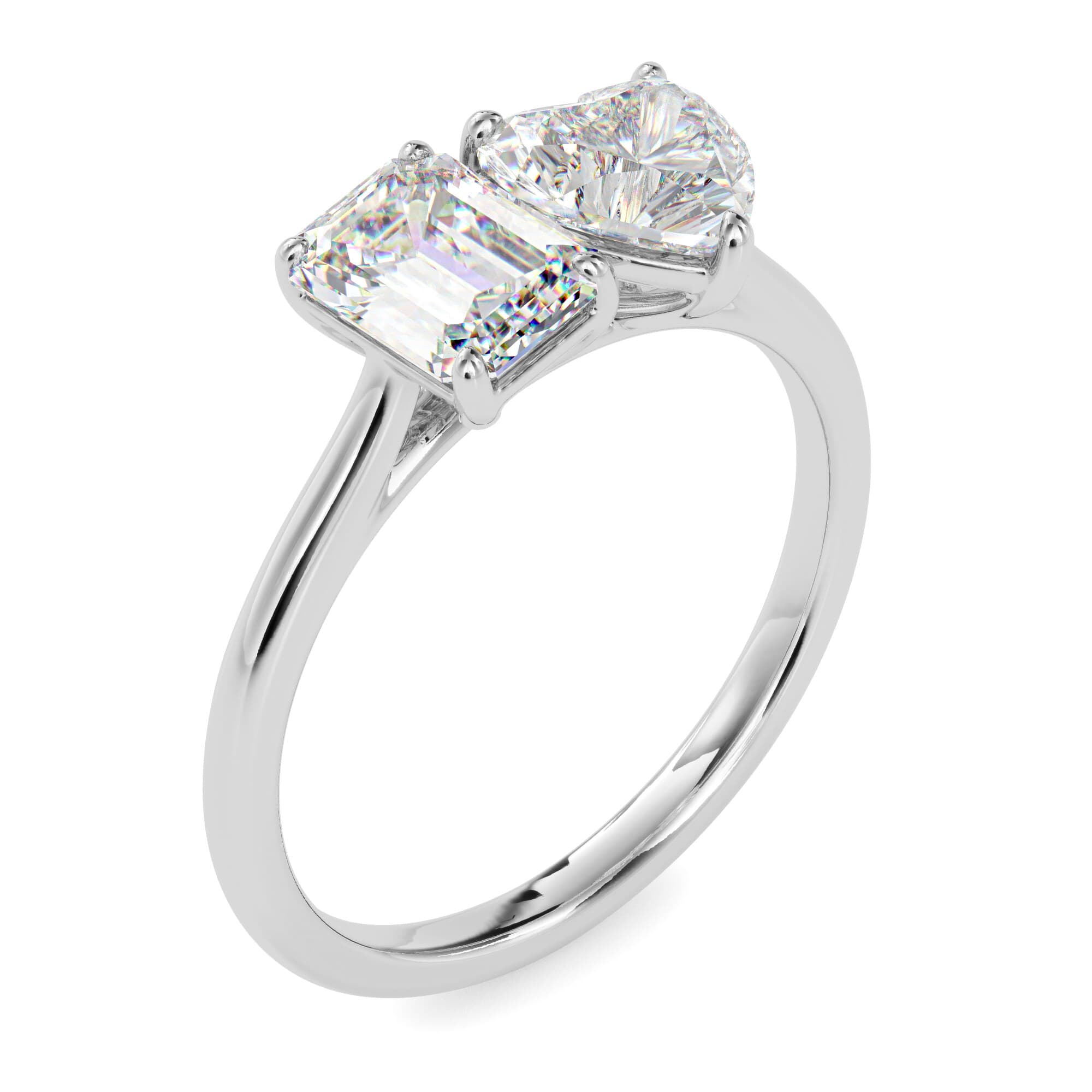 The Emerald-Heart Engagement Ring 1.00 Carat in 14K White Gold