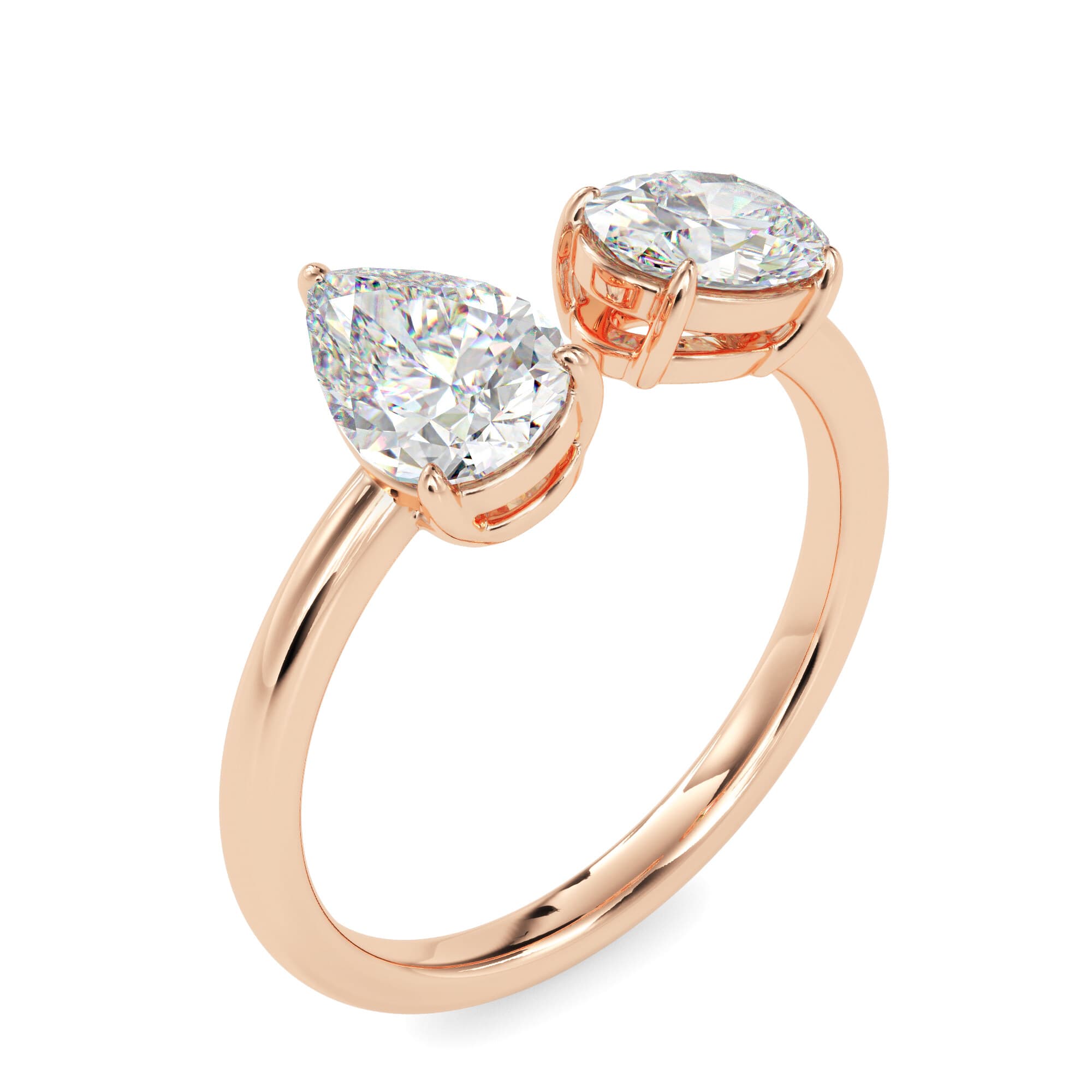 The Pearlume Duo Open Ring 1.70 Carats in 14K Rose Gold