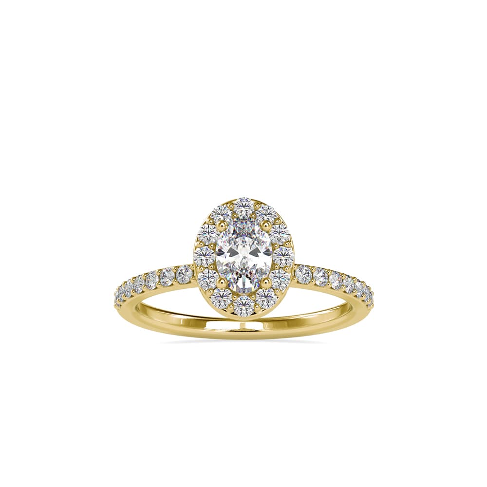 The Ovalia Halo Ring 0.92 Carats in 14K Yellow Gold