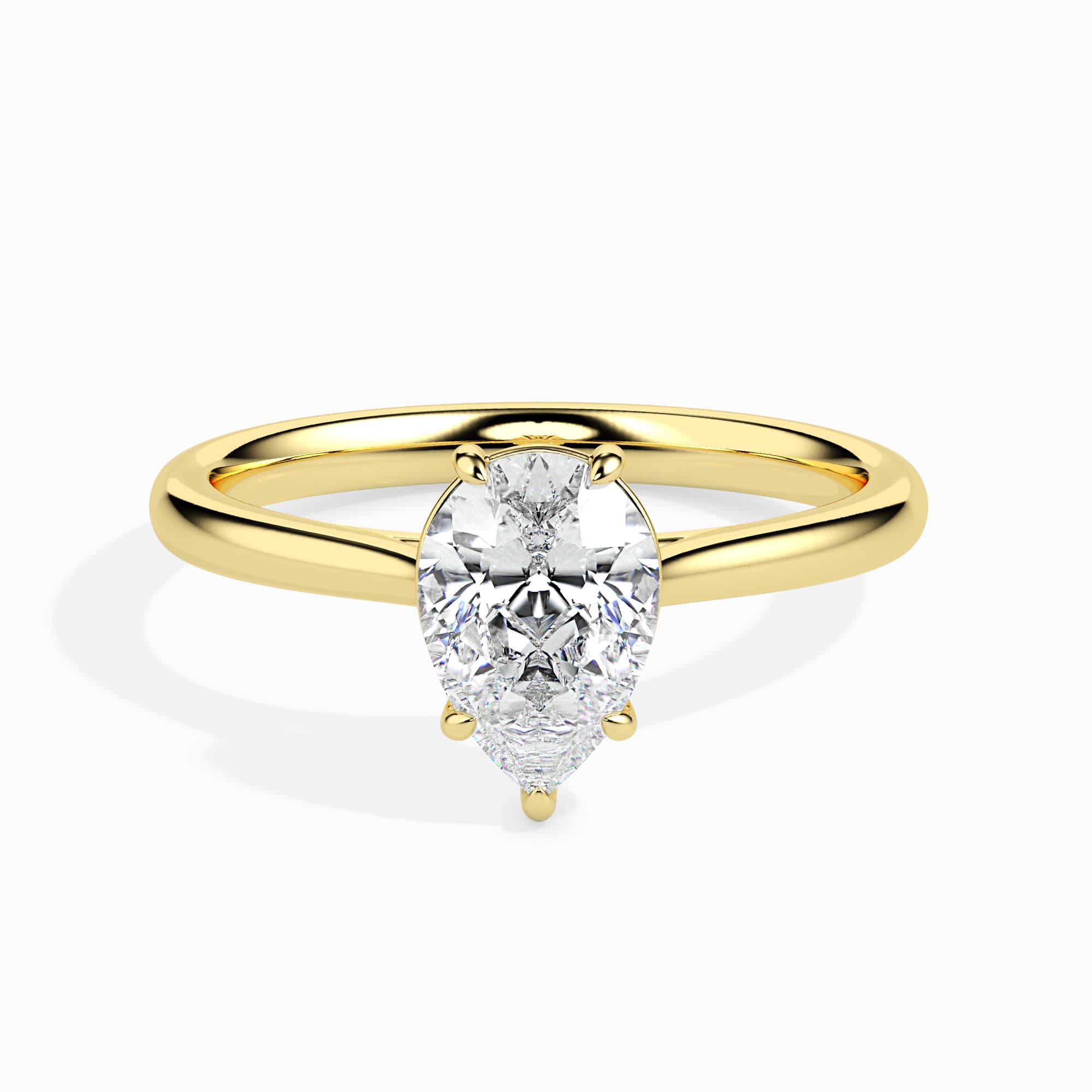 The Dewdrop Pear Solitatire Ring 1.00 Carat in 9K Yellow Gold